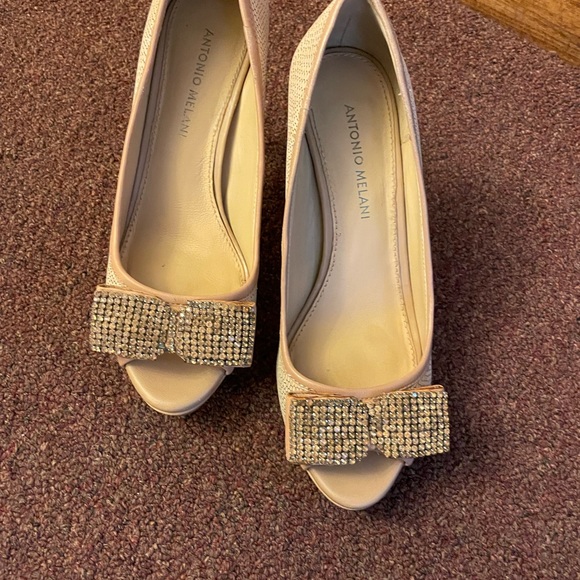 Gold Antonio melani heels sz 7.5 - Picture 3 of 9